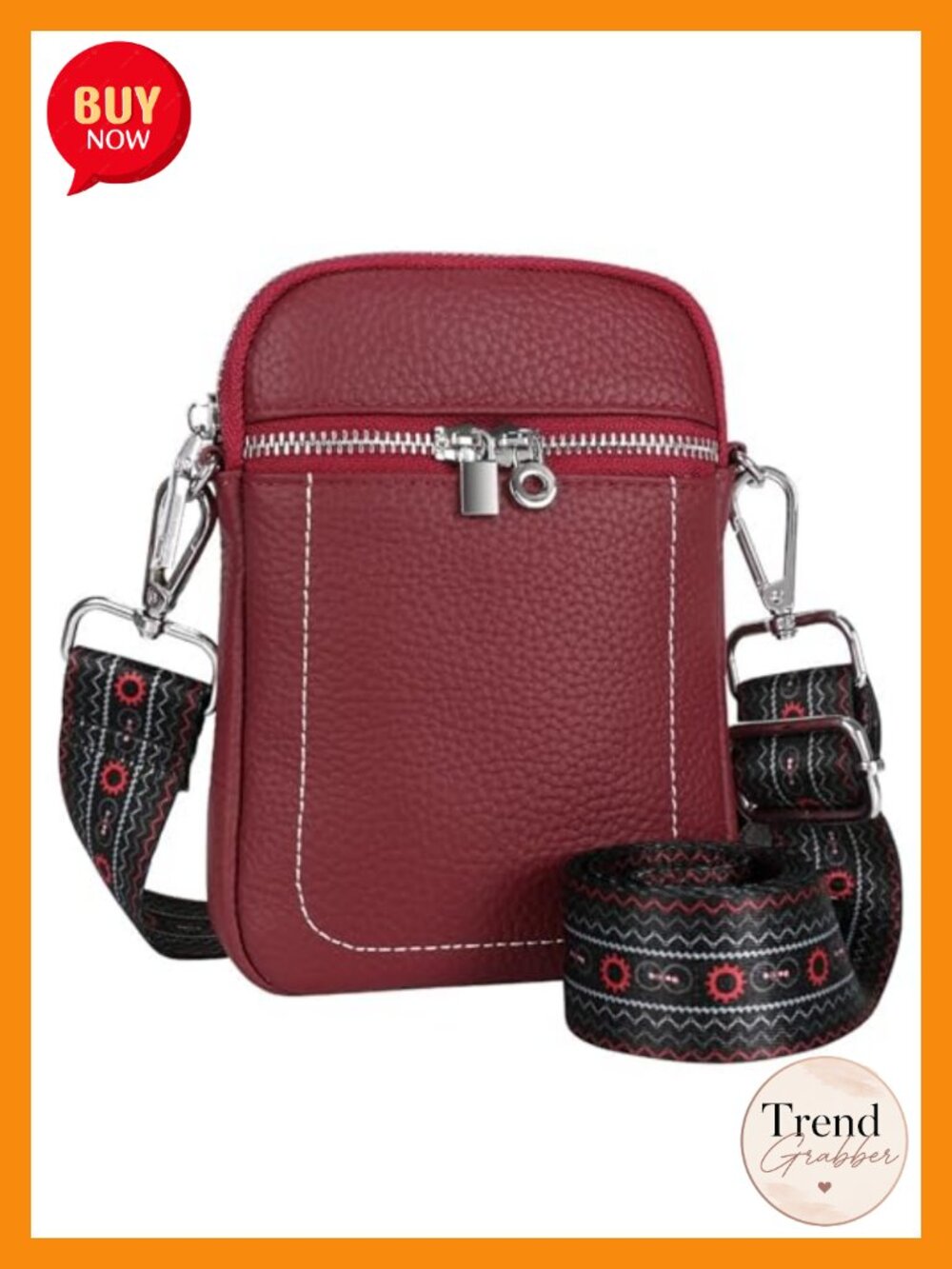 Genuine Leather Crossbody Small Phone Purse Adjustable Strap